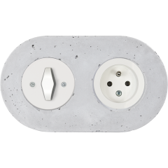 double frame - concrete - white BTA handle with white cover - white single outlet
