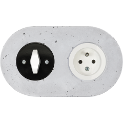 double frame - concrete - white BTA handle with black cover - white single outlet
