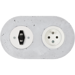 double frame - concrete - black BTA handle with white cover - white single outlet