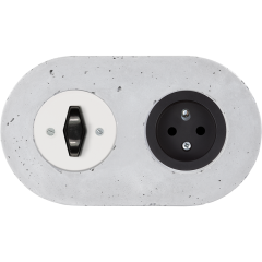 double frame - concrete - black BTA handle with white cover - black matt single outlet