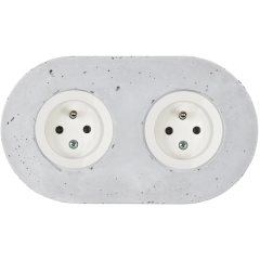 double frame - concrete - white single outlets