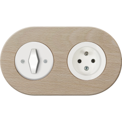 double frame - wooden beech - white BTA handle with white cover - white single outlet