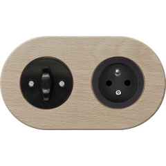 double frame - wooden beech - black BTA handle with black cover - black matt single outlet