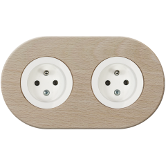 double frame - wooden beech - white single outlets