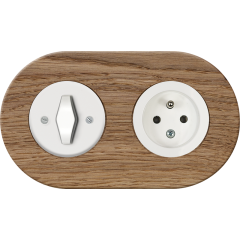 double frame - wooden light oak - white BTA handle with white cover - white single outlet