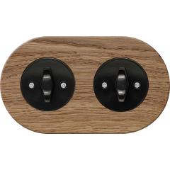 double frame - wooden light oak - black BTA handle black white cover