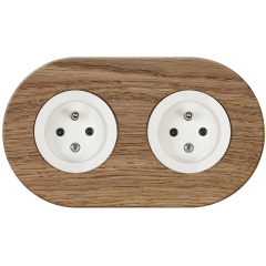 double frame - wooden light oak - white single outlets