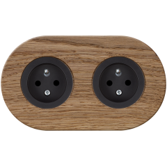 double frame - wooden light oak - black matt single outlets