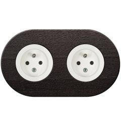 double frame - wooden dark stained oak - white single outlets