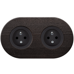 double frame - wooden dark stained oak - black matt single outlets