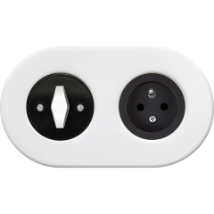 double frame - white ceramic - white BTA handle with black cover - black matt single outlet