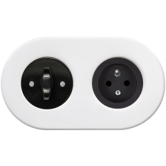 double frame - white ceramic - black BTA handle with black cover - black matt single outlet