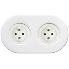 double frame - white ceramic - white single outlets