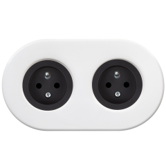 double frame - white ceramic - black matt single outlets