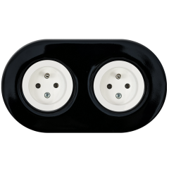 double frame - black ceramic - white single outlets