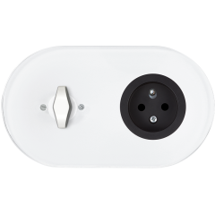 double frame - white glass - white BTA handle - black matt single outlet