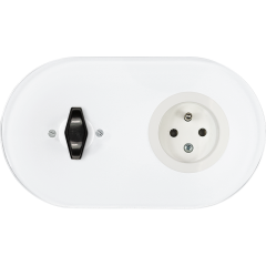 double frame - white glass - black BTA handle - white single outlet