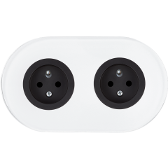 double frame - white glass - black matt single outlets