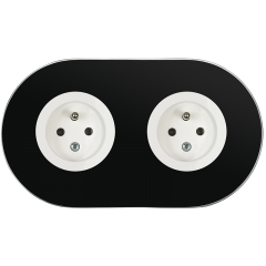 double frame - black glass - white single outlets